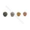 Perles rondes en laiton avec zircon  Taille 6mm de diamètre  trou 1.0mm  16pcs/paquet  couleur or platine or rose  ou noire