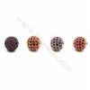 Brass Beads, (Gold, Platinum, Rose Gold, Gun Black) Plated, CZ Micropave (Red), Round, Size 8mm, Hole 1.5mm, 10pcs/pack