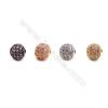 Perles rondes en laiton avec zircon rose  Taille 8mm de diamètre  trou 1.5mm  10pcs/paquet  couleur or platine or rose  ou noire