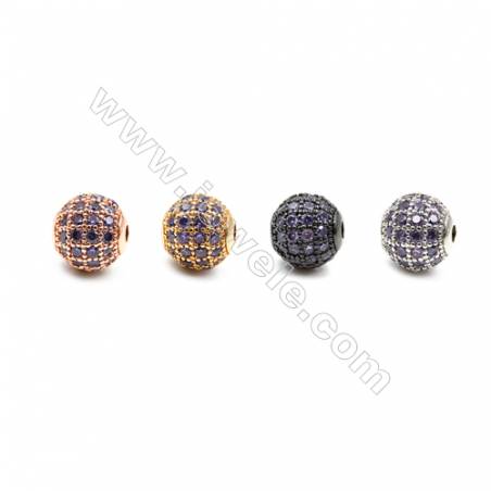 Joyería de cobre Ronda Zircon púrpura en relieve Tamaño 8Mm Abertura 1.5Mm x10/paquete cobre (Oro  platino oro rosa negra)