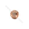 Brass Beads  (Gold Platinum Rose Gold Gun Black) Plated  CZ Micropave  Hollow Round  Size 9mm  Hole 2mm  10pcs/pack