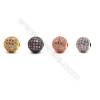Brass Beads, (Gold, Platinum, Rose Gold, Gun Black) Plated, CZ Micropave (Pink), Round, Size 10mm, Hole 2.5mm, 8pcs/pack