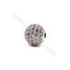 Brass Beads  (Gold Platinum Rose Gold Gun Black) Plated  CZ Micropave (Pink)  Round  Size 10mm  Hole 2.5mm  8pcs/pack