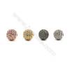 Brass Beads, (Gold, Platinum, Rose Gold, Gun Black) Plated, CZ Micropave, Round, Size 10mm, Hole 2mm, 10pcs/pack