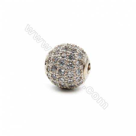 銅製品珠子 圓形 鑲鋯石  尺寸10毫米 孔徑2毫米  x10個/包 銅鍍（金色，白金色，玫瑰金色，槍黑色）