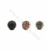 Perles rondes en laiton avec zircon noir  Taille 10mm de diamètre  trou 2.0mm  10pcs/paquet  couleur platine or rose  ou noire