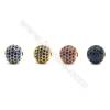 Brass Beads, (Gold, Platinum, Rose Gold, Gun Black) Plated, CZ Micropave, Round, Size 11mm, Hole 2mm, 8pcs/pack