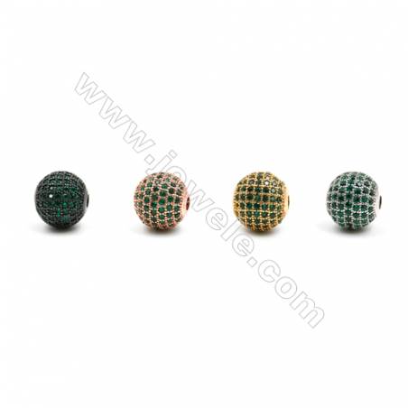 Joyería de cobre Ronda Zircon verde incrustado Tamaño 11Mm Abertura 2.5Mm x4/paquete cobreado (Oro  platino oro rosa negra)