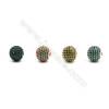Brass Beads, (Gold, Platinum, Rose Gold, Gun Black) Plated, CZ Micropave (Green), Round, Size 11mm, Hole 2.5mm, 4pcs/pack
