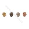 Brass Beads, (Gold, Platinum, Rose Gold, Gun Black) Plated, CZ Micropave (Gold), Round, Size 11mm, Hole 2.5mm, 4pcs/pack