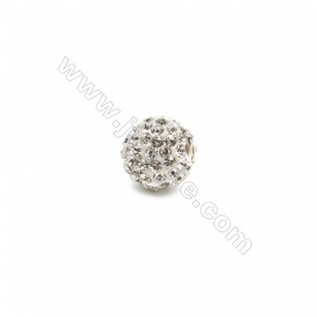Grânulos de Rhinestone brancos com diamantes checos 95  Redonda  Tamanho: 10 mm. Orificio: 1.5mm. 15 pçs/pacote