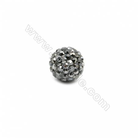 Grânulos de Rhinestone preto com diamantes checos 95  Redonda  Tamanho: 10 mm. Orificio: 1.5mm. 10 pçs/pacote