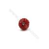 Perles ronde Série rouge  avec zircons tchèque 95pcs  Taille 10mm de diamètre  trou 1.5mm  10pcs/paquet