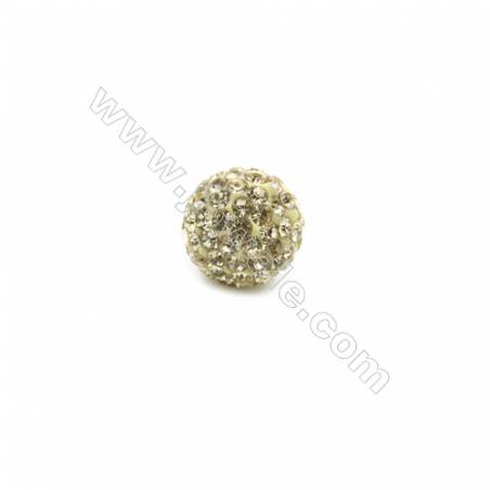 Perles ronde Série jaune  avec zircons tchèque 95pcs  Taille 10mm de diamètre  trou 1.5mm  10pcs/paquet