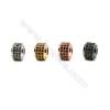Perles colonne en laiton avec zircon noir  Taille 6x9mm  grand trou 4mm  12pcs/paquet  couleur or platine or rose ou noire