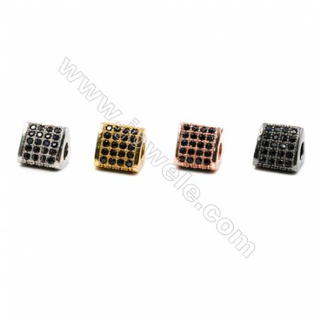Brass Grand Hole Beads, CZ Micropave, Mitsubishi column, Size 8x9mm, Hole 3mm, 10pcs/pack