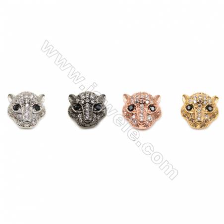 Perles léopard en laiton avec zircon  Taille 11x11mm  trou 1.5mm  15pcs/paquet  couleur or platine or rose ou noire