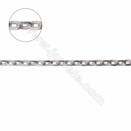 Wholesale genuine silver cable chain findings for DIY necklace making-A8S13  size 0.85x3.5x5.3mm