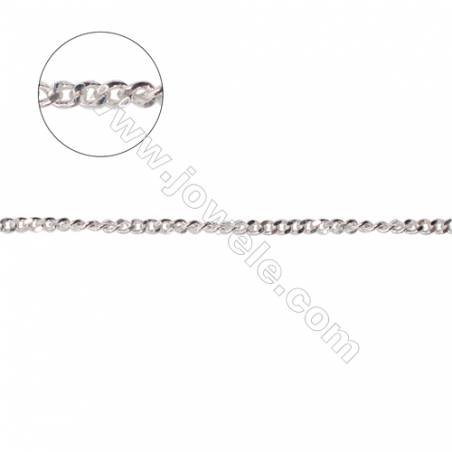 925 sterling silver curb chain necklace findings for jewelry making-A8S4  size 1.4x1.9x0.6mm
