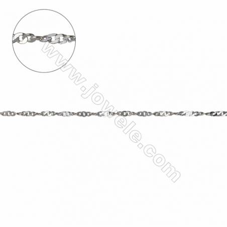 Top quality 925 sterling silver water wave Singapore necklace chains  twisted chain-G8S14  size 1.1x1.4x0.27mm