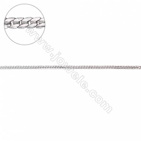 925 sterling silver oval hammered curb chain-I8S12 size 0.5x1.5mm