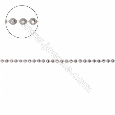 批發優質925純銀切面圓珠鏈子-B8S1  直徑 1. 2毫米   x1米