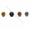 Perles ronde en laiton avec zircon noir  Taille 9mm de diamètre  trou 1.5mm  5pcs/paquet couleur dorée platine or rose ou noire