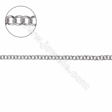 High quality 925 sterling silver Rolo round chain for necklace bracelet making-B8S14 size 2x0.4mm