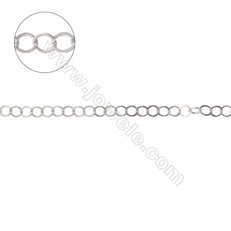 925 sterling silver flat cable chain  flat rolo chain-B8S9  size 3.5x0.4mm X 1meter
