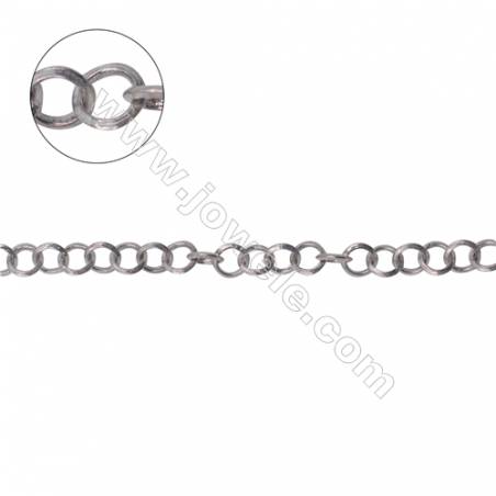 925 sterling silver flat cable chain  flat rolo chain-B8S10 size 4x0.65mm x 1 meter