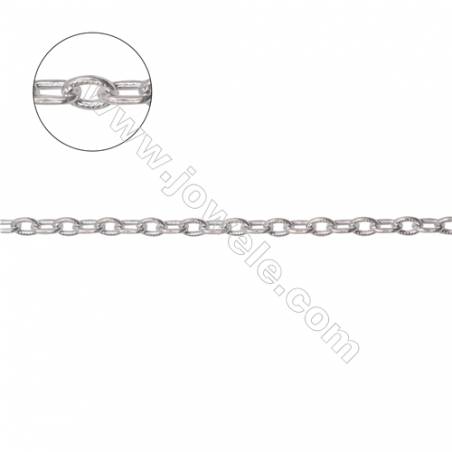925 sterling silver textured cable link chain-B8S8  size 1.9x3.8x0.6mm x 1 meter