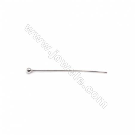 Fashion jewelry  findings 925 sterling silver silver ball head pins-B6S5  size 0.5x30x2.0mm 100pcs/pack