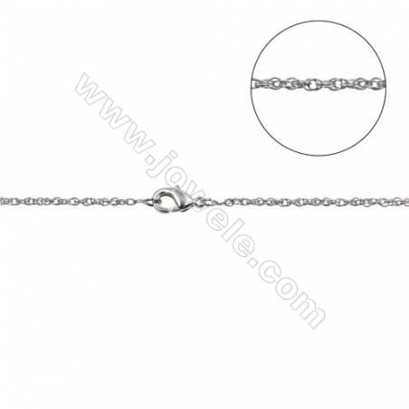 Brass Chain Necklace Makings  White Gold  Rope Shape  Width 1.6mm  Thick 0.26mm  16"/18"x1strand