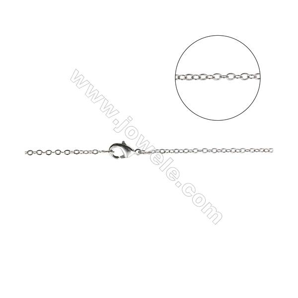 Brass Chain Necklace Makings  White Gold  Cross  Width 1.6mm  Thick 0.28mm  16"/18" x1strand