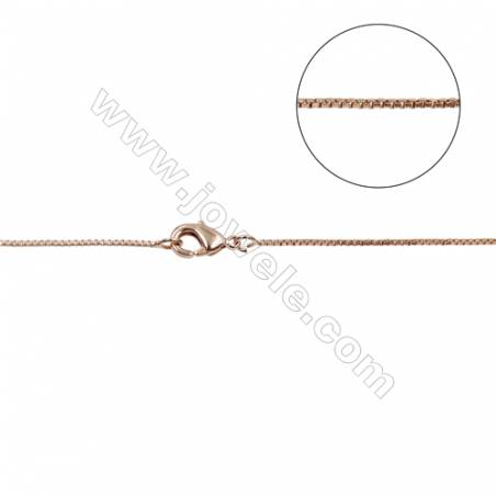 Brass Box Chain Necklaces Making  Rose Gold  Size 0.9x0.9mm  16"/18"x1strand