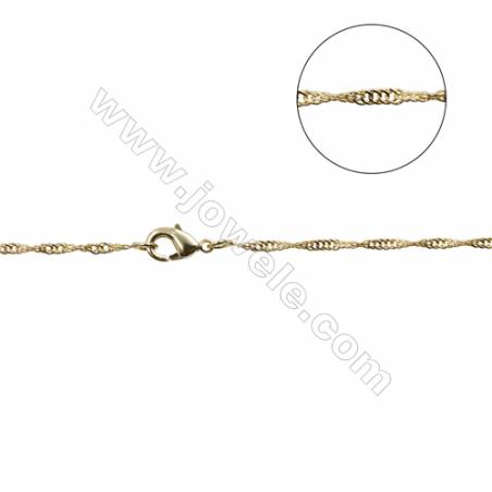 Brass Hammer Round Chain Necklace Makings  Gold  Width 1.6mm  Thick 0.3mm  16"/18"x1strand