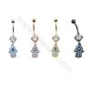 Brass Belly Ring  (Gold Platinum Rose Gold Gun Black) Plated  Hand  CZ Micropave  Size 36x9mm  10pcs/pack