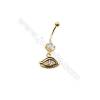 Brass Belly Ring  (Gold Platinum Rose Gold Gun Black) Plated  Horse eye  CZ Micropave  Size 34x15mm  15pcs/pack