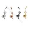 Brass Belly Ring  (Gold Platinum Rose Gold Gun Black) Plated  Trophy  CZ Micropave  Size 38x12mm  15pcs/pack
