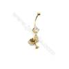 Brass Belly Ring  (Gold Platinum Rose Gold Gun Black) Plated  Trophy  CZ Micropave  Size 38x12mm  15pcs/pack