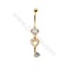 Brass Belly Ring  (Gold Platinum Rose Gold Gun Black) Plated  Key  CZ Micropave  Size 40x8mm  15pcs/pack