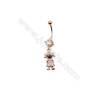 Brass Belly Ring  (Gold Platinum Rose Gold Gun Black) Plated  Lassock  CZ Micropave  Size 42x9mm  15pcs/pack