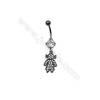 Brass Belly Ring  (Gold Platinum Rose Gold Gun Black) Plated  Lassock  CZ Micropave  Size 41x11mm  16pcs/pack