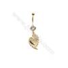 Brass Belly Ring  (Gold Platinum Rose Gold Gun Black) Plated  Wing  CZ Micropave  Size 45x13mm  16pcs/pack