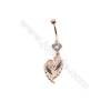 Brass Belly Ring  (Gold Platinum Rose Gold Gun Black) Plated  Wing  CZ Micropave  Size 45x13mm  16pcs/pack