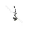 Brass Belly Ring  (Gold Platinum Rose Gold Gun Black) Plated  Windmill  CZ Micropave  Size 37x12mm  16pcs/pack