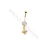Brass Belly Ring  (Gold Platinum Rose Gold Gun Black) Plated  Arrow  CZ Micropave  Size 35x9mm  16pcs/pack