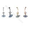 Brass Belly Ring  (Gold Platinum Rose Gold Gun Black) Plated  Eyes  CZ Micropave  Size 33x14mm  12pcs/pack