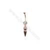 Brass Belly Ring  (Gold Platinum Rose Gold Gun Black) Plated  CZ Micropave  Size 43x8mm  16pcs/pack