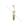 Brass Belly Ring  (Gold Platinum Rose Gold Gun Black) Plated  CZ Micropave  Size 43x8mm  16pcs/pack
